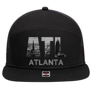 City Of Atlanta Georgia Skyline Cityscape Downtown Atl Home 7 Panel Mesh Trucker Snapback Hat