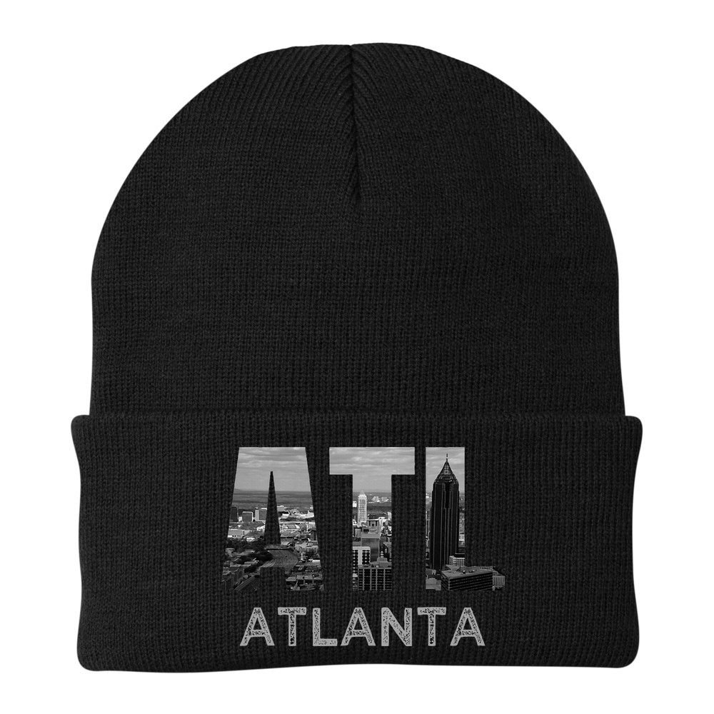 City Of Atlanta Georgia Skyline Cityscape Downtown Atl Home Beanie