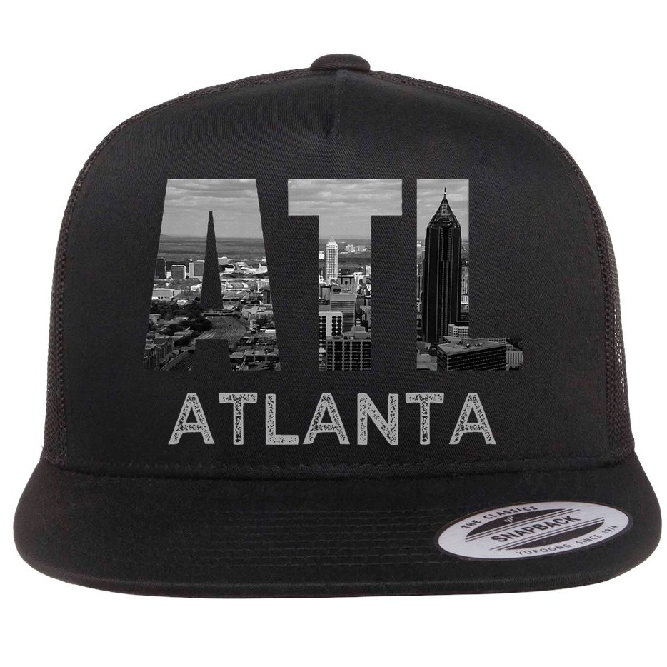 City Of Atlanta Georgia Skyline Cityscape Downtown Atl Home Flat Bill Trucker Hat