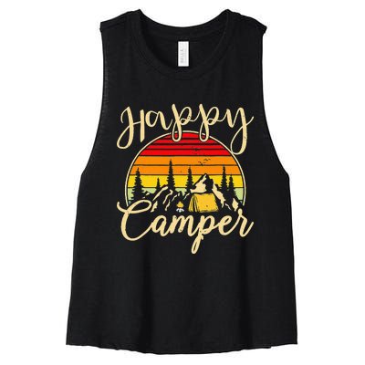 Camper Outdoor Activity Camping Lover Happy Camper Women's Racerback Cropped Tank