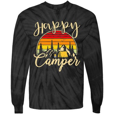 Camper Outdoor Activity Camping Lover Happy Camper Tie-Dye Long Sleeve Shirt