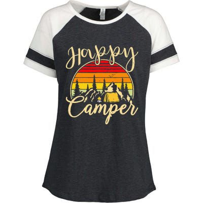 Camper Outdoor Activity Camping Lover Happy Camper Enza Ladies Jersey Colorblock Tee