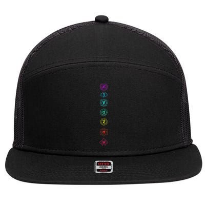 Chakras Om Anahata Sahasrara Mulsdhara 7 Panel Mesh Trucker Snapback Hat