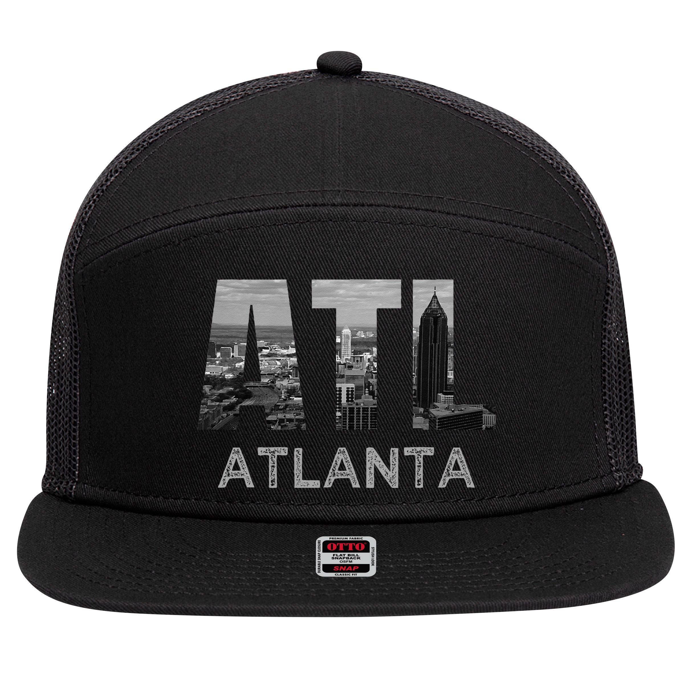 City Of Atlanta Georgia Skyline Cityscape Downtown ATL Home 7 Panel Mesh Trucker Snapback Hat