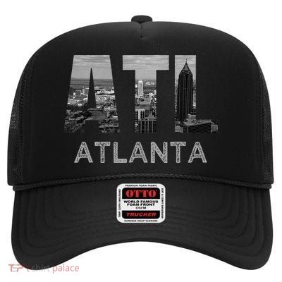 City Of Atlanta Georgia Skyline Cityscape Downtown ATL Home High Crown Mesh Back Trucker Hat