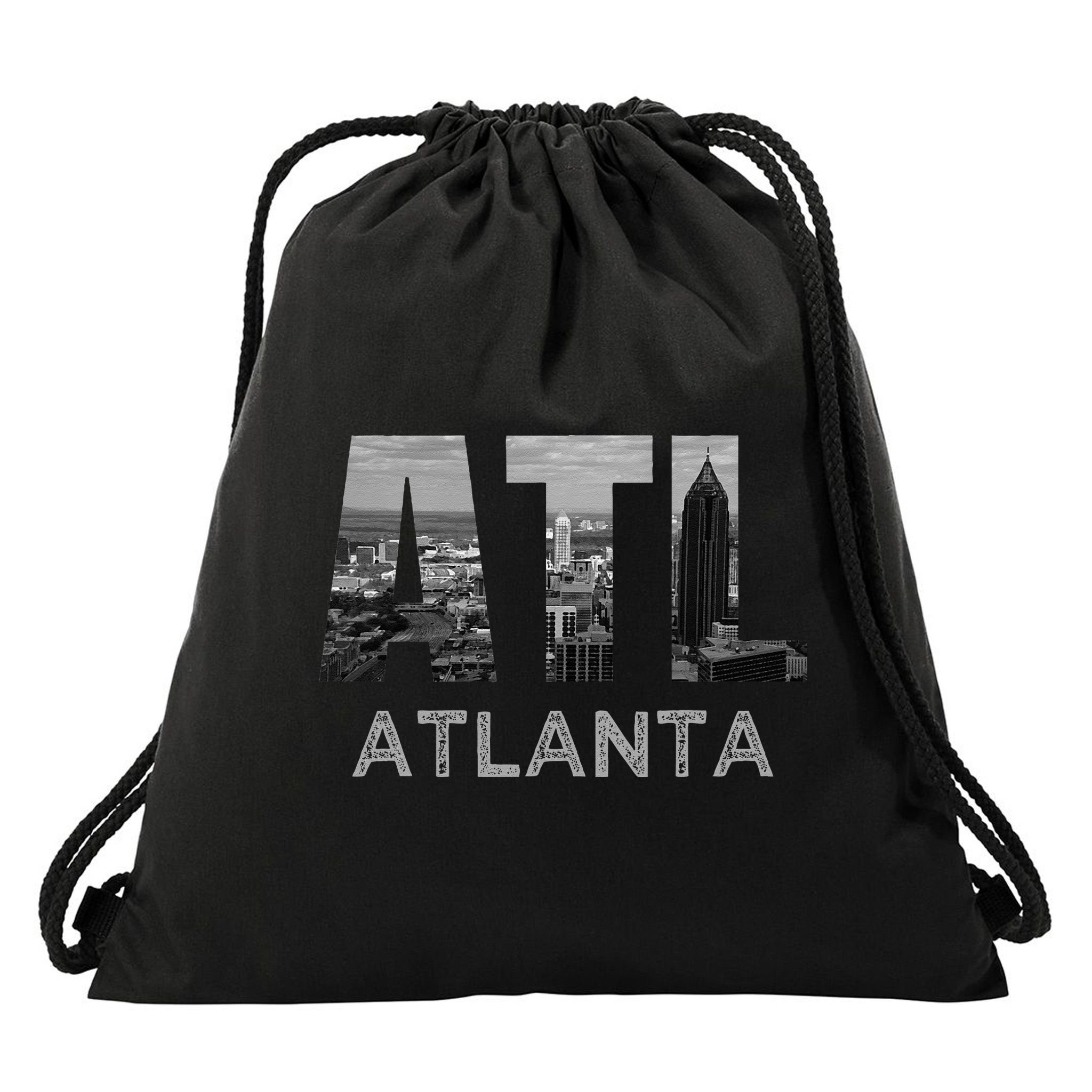 City Of Atlanta Georgia Skyline Cityscape Downtown ATL Home Drawstring Bag