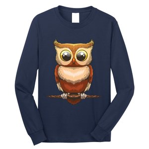 Cute Owl Art For Men Women Boy Girl Owl Lovers Long Sleeve Shirt