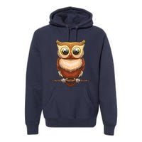 Cute Owl Art For Men Women Boy Girl Owl Lovers Premium Hoodie