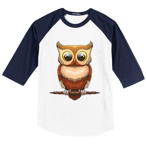 Cute Owl Art For Men Women Boy Girl Owl Lovers Baseball Sleeve Shirt