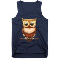 Cute Owl Art For Men Women Boy Girl Owl Lovers Tank Top