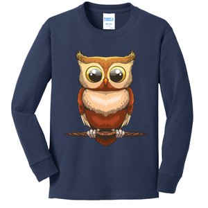 Cute Owl Art For Men Women Boy Girl Owl Lovers Kids Long Sleeve Shirt