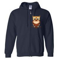 Cute Owl Art For Men Women Boy Girl Owl Lovers Full Zip Hoodie