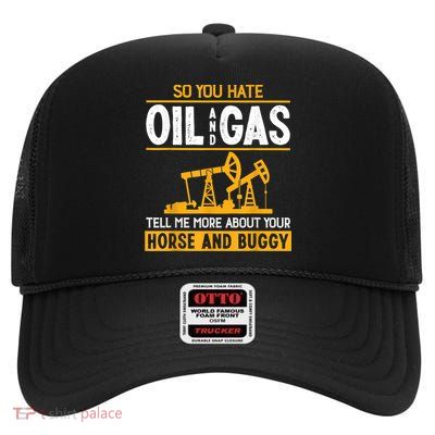 Cool Oilfield Art Men Women Roughneck Oil Rig Worker Driller High Crown Mesh Back Trucker Hat