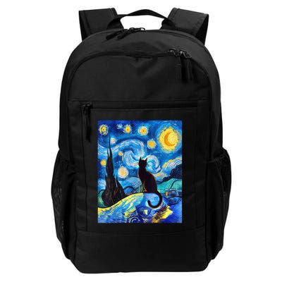 Cat On A Starry Night – Cat Lover Funny Van Gogh  Daily Commute Backpack