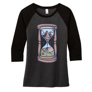 Camping Outdoor Adventure | Night Campfire Women's Tri-Blend 3/4-Sleeve Raglan Shirt