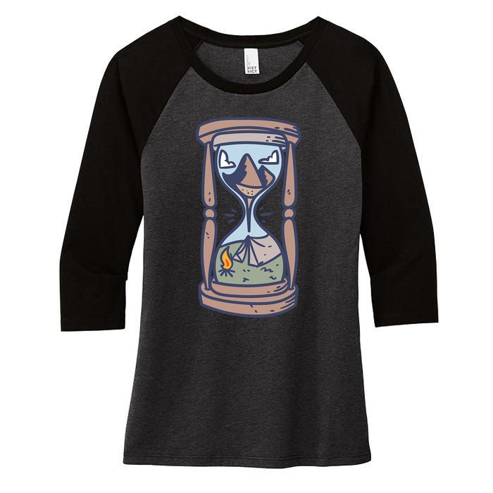 Camping Outdoor Adventure | Night Campfire Women's Tri-Blend 3/4-Sleeve Raglan Shirt