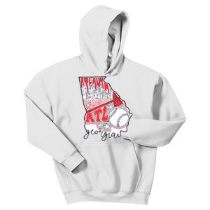 Chop On Atl Georgia Baseball Map Kids Hoodie