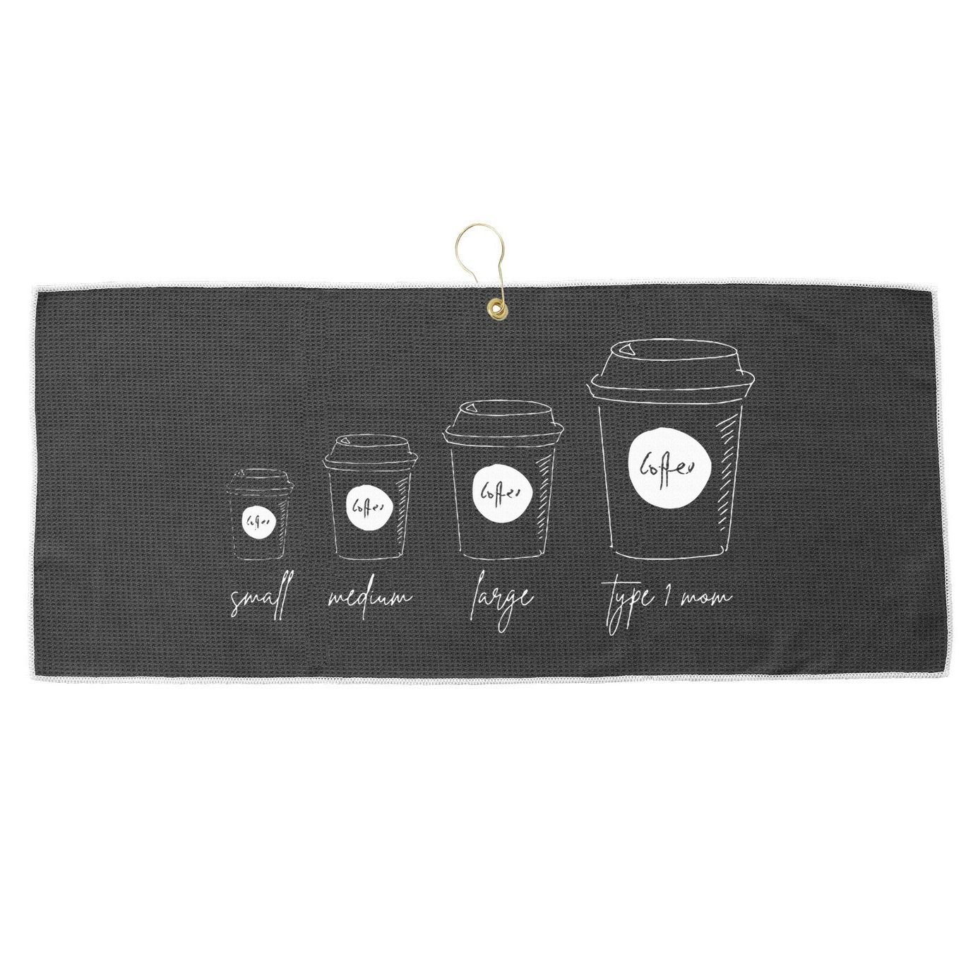 Coffee of a Type 1 Mom Type 1 Diabetes Large Microfiber Waffle Golf Towel