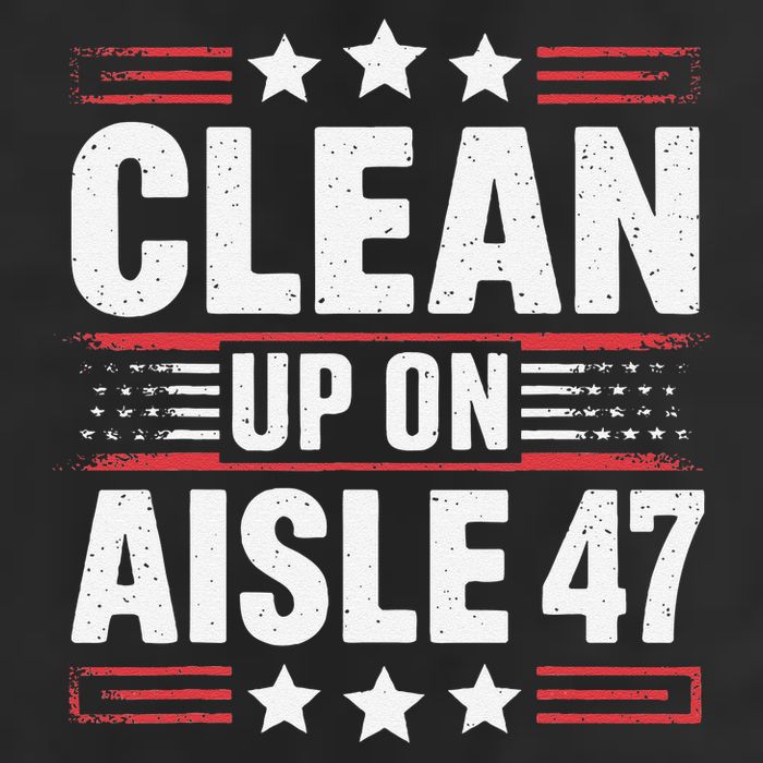 Clean On Aisle 47 Impeach Trump Funny Patriotic President 7 Panel Mesh Trucker Snapback Hat