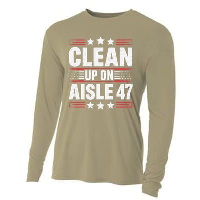 Clean On Aisle 47 Impeach Trump Funny Patriotic President Cooling Performance Long Sleeve Crew
