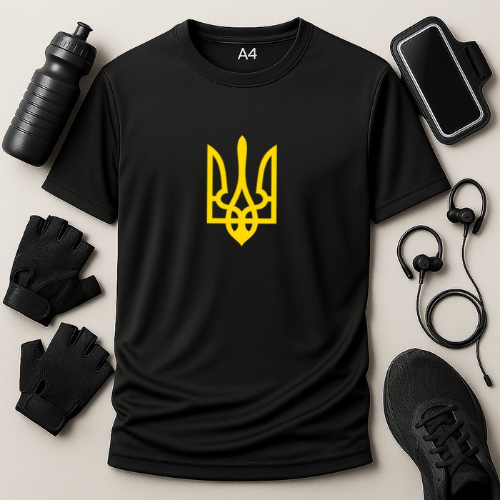 Coat Of Arms Of Ukraine Emblem Small Chest Print Cooling Performance Crew T-Shirt