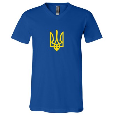 Coat Of Arms Of Ukraine Emblem Small Chest Print V-Neck T-Shirt