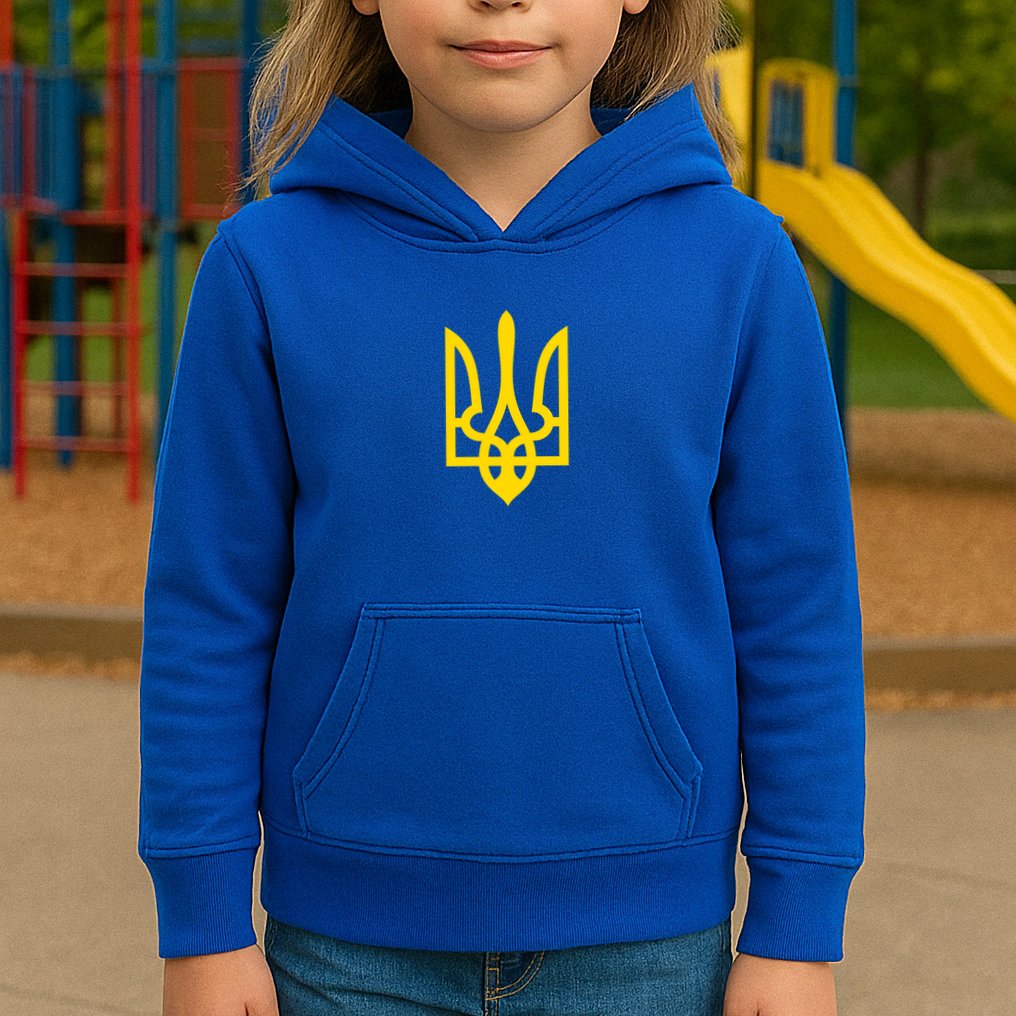 Coat Of Arms Of Ukraine Emblem Small Chest Print Kids Hoodie