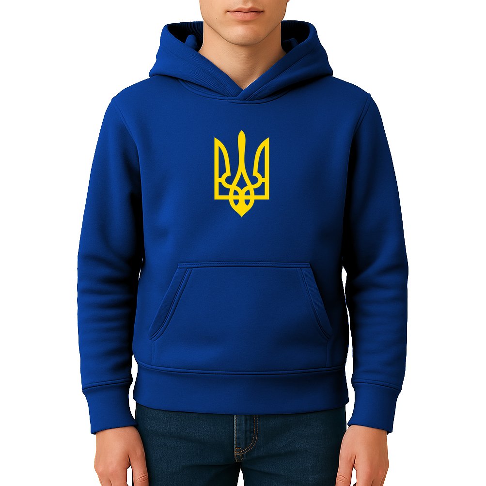 Coat Of Arms Of Ukraine Emblem Small Chest Print Kids Hoodie
