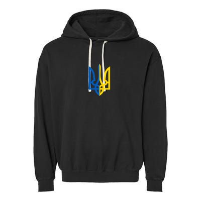 Coat Of Arms Of Ukraine Emblem Chest Print Garment-Dyed Fleece Hoodie
