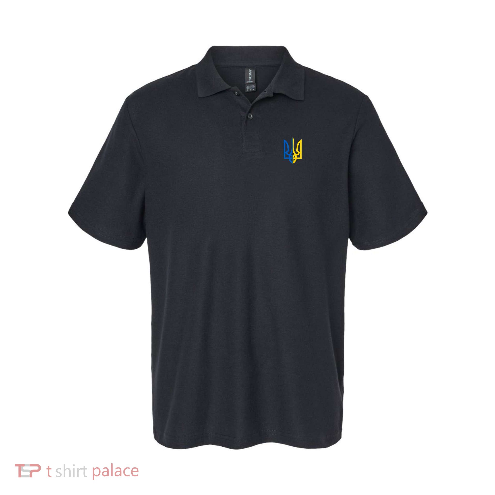 Coat Of Arms Of Ukraine Emblem Chest Print Softstyle Adult Sport Polo
