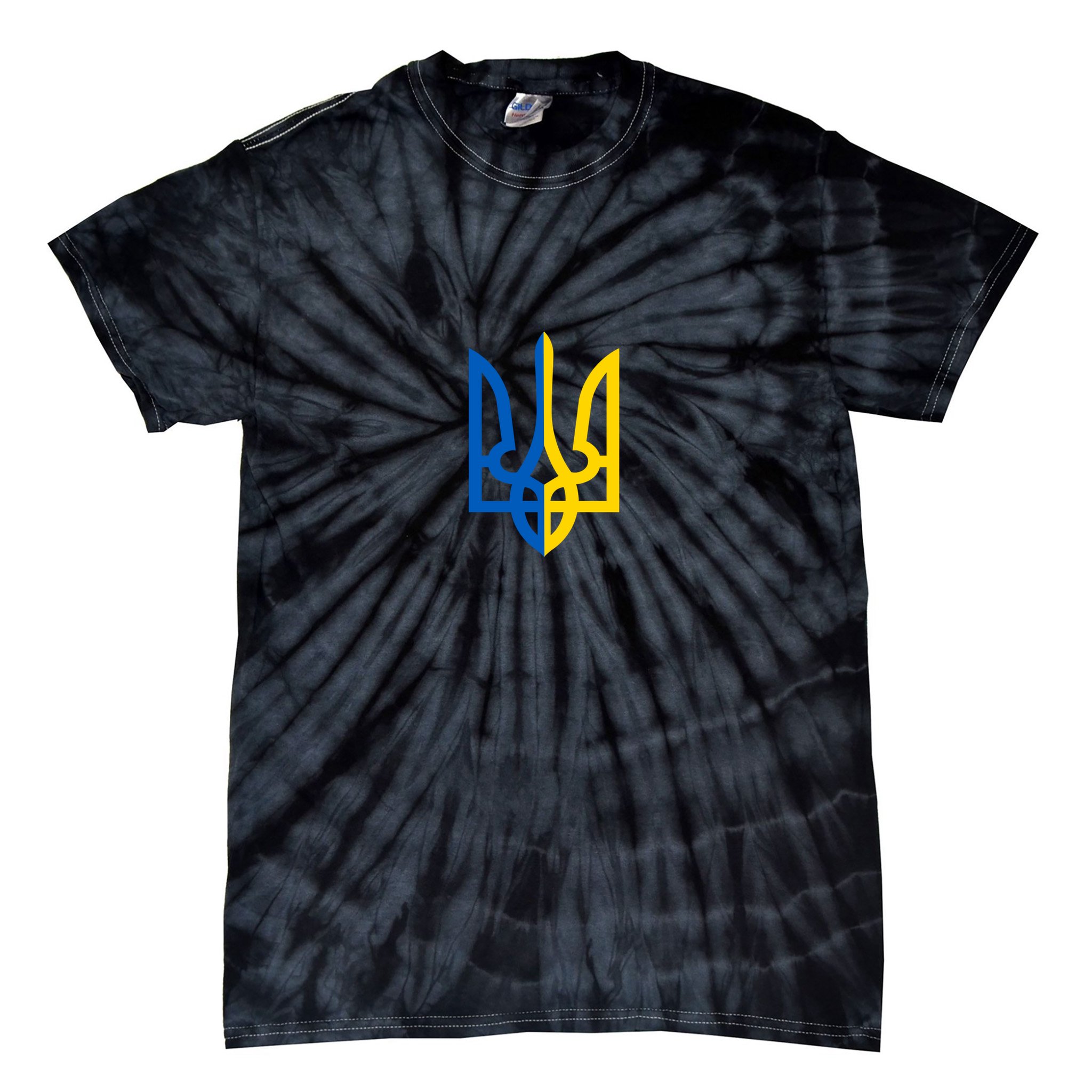 Coat Of Arms Of Ukraine Emblem Chest Print Tie-Dye T-Shirt