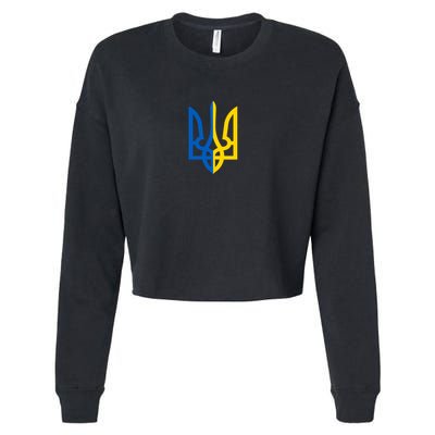 Coat Of Arms Of Ukraine Emblem Chest Print Cropped Pullover Crew