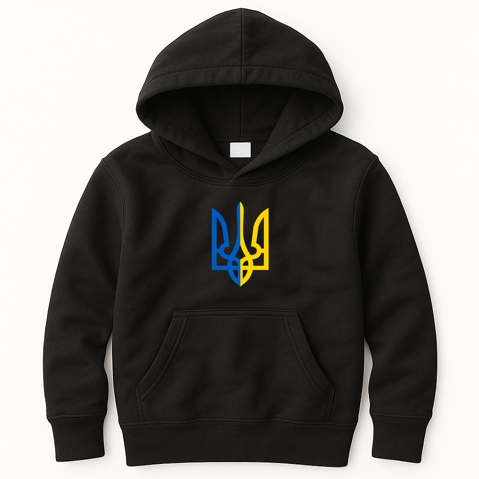 Coat Of Arms Of Ukraine Emblem Chest Print Kids Hoodie