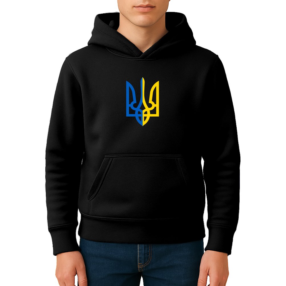 Coat Of Arms Of Ukraine Emblem Chest Print Kids Hoodie