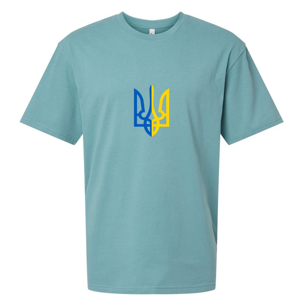 Coat Of Arms Of Ukraine Emblem Chest Print Sueded Cloud Jersey T-Shirt