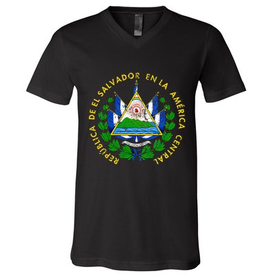 Coat Of Arms Of El Salvador Salvadoran V-Neck T-Shirt