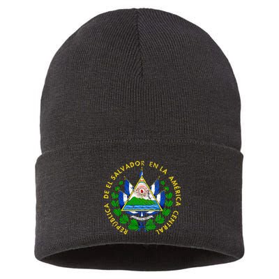 Coat Of Arms Of El Salvador Salvadoran Sustainable Knit Beanie