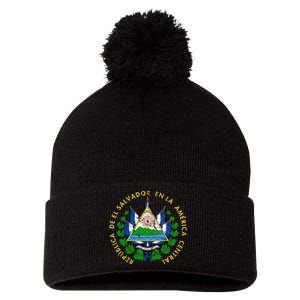 Coat Of Arms Of El Salvador Salvadoran Pom Pom 12in Knit Beanie