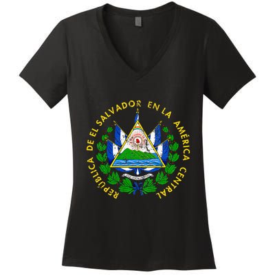 Coat Of Arms Of El Salvador Salvadoran Women's V-Neck T-Shirt