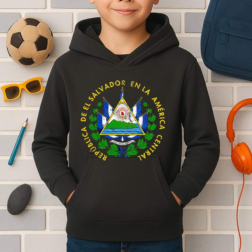 Coat Of Arms Of El Salvador Salvadoran Kids Hoodie