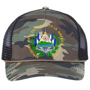 Coat Of Arms Of El Salvador Salvadoran Retro Rope Trucker Hat Cap