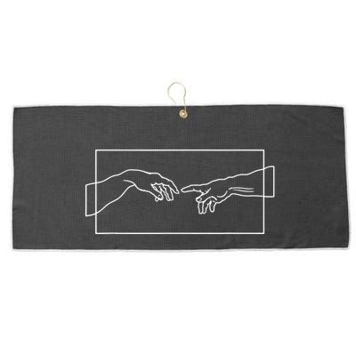Creation Of Adam Hands Large Microfiber Waffle Golf Towel