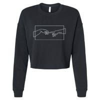 Creation Of Adam Hands Cropped Pullover Crew