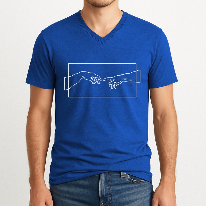 Creation Of Adam Hands V-Neck T-Shirt