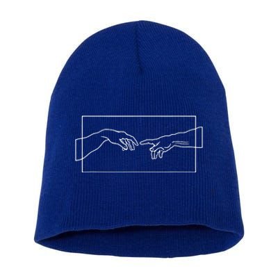 Creation Of Adam Hands Short Acrylic Beanie