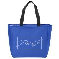 Creation Of Adam Hands Zip Tote Bag