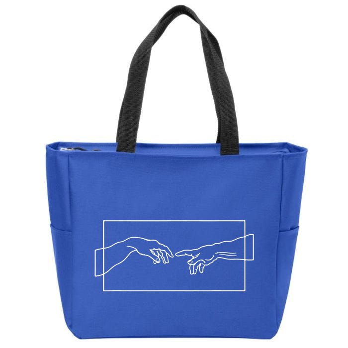 Creation Of Adam Hands Zip Tote Bag