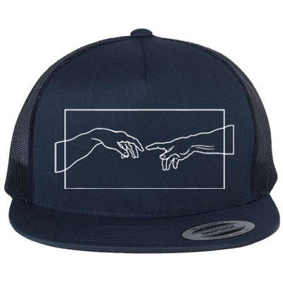 Creation Of Adam Hands Flat Bill Trucker Hat