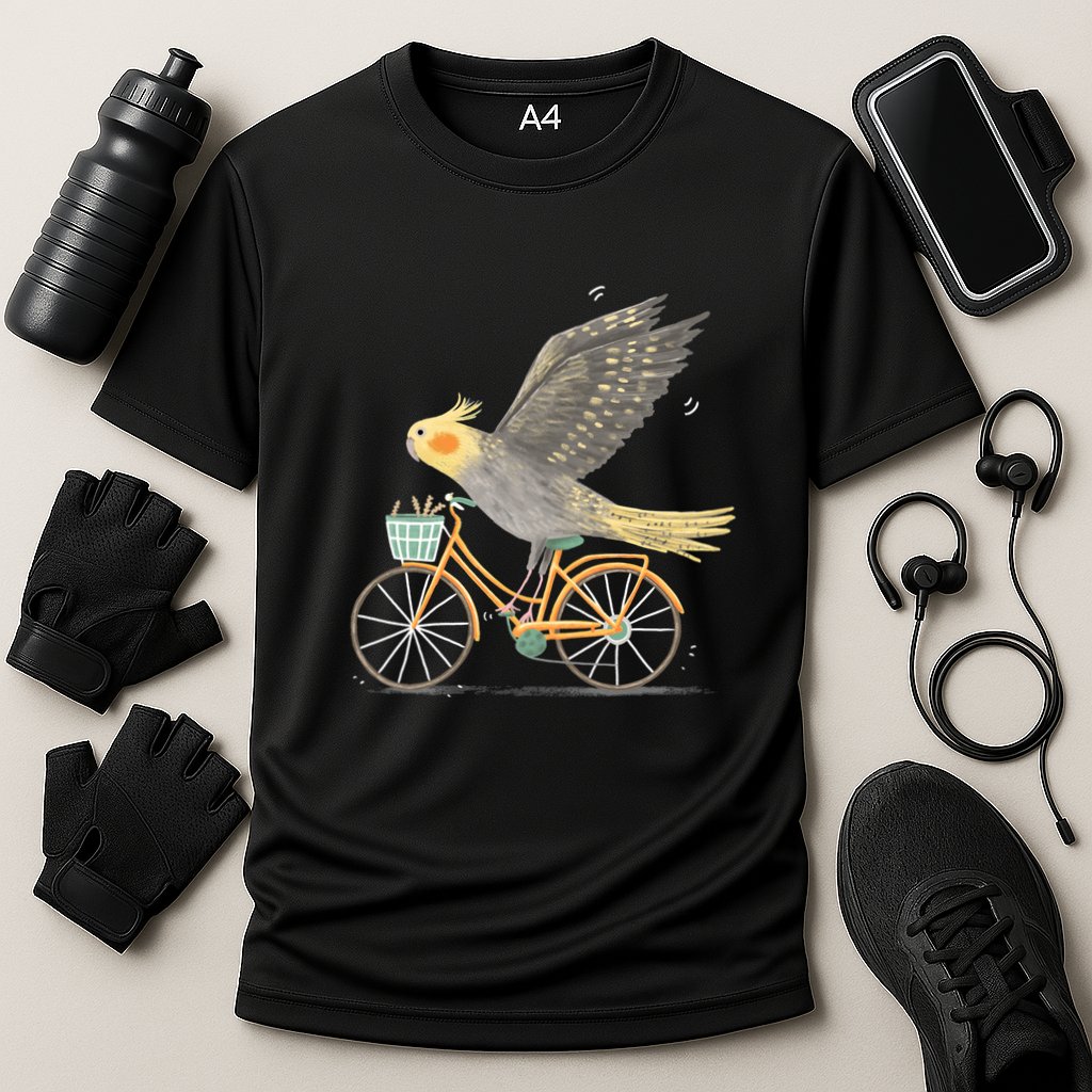 Cockatiel On A Bicycle Cooling Performance Crew T-Shirt
