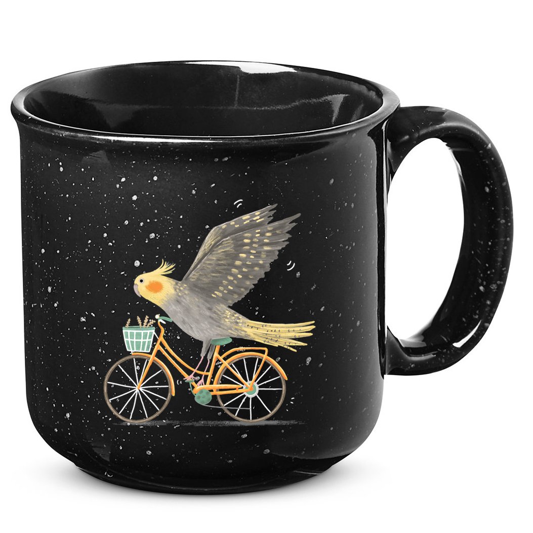 Cockatiel On A Bicycle 15oz Campfire Ceramic Mug